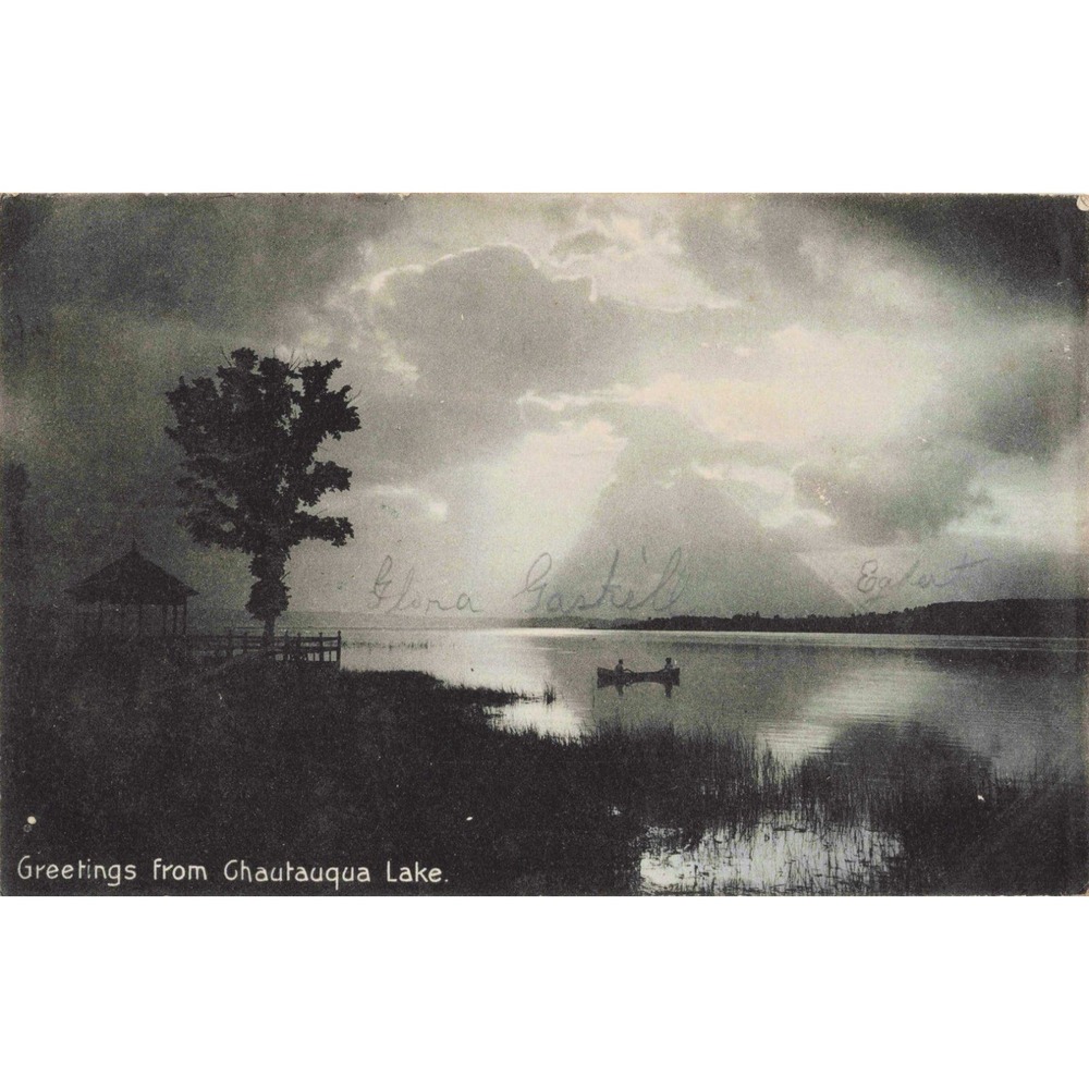 Vintage 1906 Chautauqua Lake New York Postcard Rotograph Co Canoe Gazebo NY - Picture 1 of 2